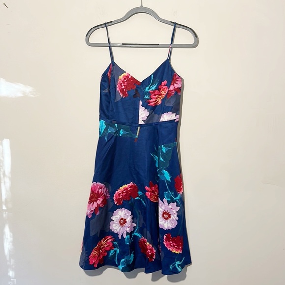 Banana Republic Floral A Line Midi dress cocktail party women size 4 - Picture 6 of 9